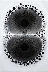 a black and white painting with circles on it