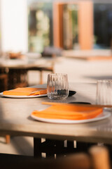 Luxury tableware at beach club