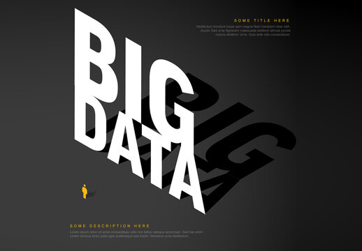 Big Data Concept Illustration template with Tiny Figure on dark background