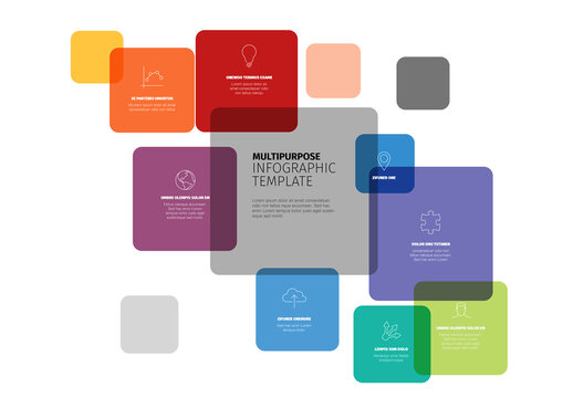 Multipurpose Content squares infographic templates with some content squares