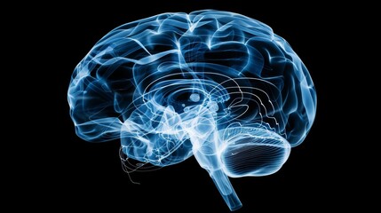 MRI scan of a human brain showing neurological activity, used in medical diagnostics