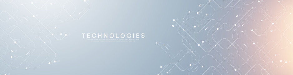 Abstract background with technology circuit board texture. Modern electronic motherboard texture. Engineering and communication concept for header, web banner, website, presentation.