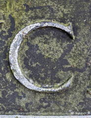 Written Wording in Distressed State Typography Found Letter Randsom Note C