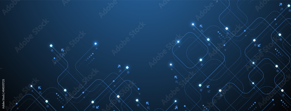 Poster Abstract background with technology circuit board texture. Modern electronic motherboard texture. Engineering and communication concept for header, web banner, website, presentation.
