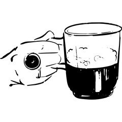Hand with Rings Holds a Cup of Beverage