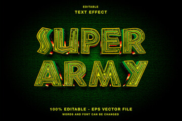 Super Army 3d Editable Text Effect Template Style Premium Vector