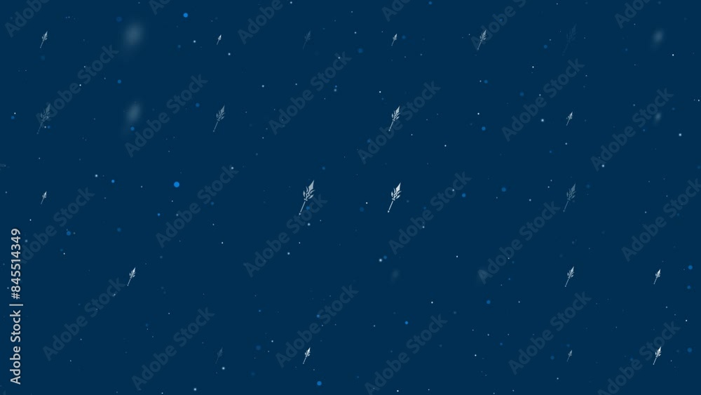 Poster template animation of evenly spaced mystical spear symbols of different sizes and opacity. animation