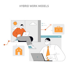 Hybrid Work Models Vector illustration