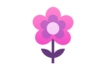Bright stylized pink flower, perfect for decorative purposes, cards, and creative projects, isolated on transparent background cutout.