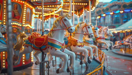 A carousel with horses on it