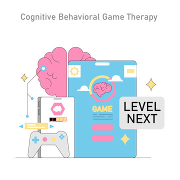 Gamification In Psychotherapy. Flat Vector Illustration