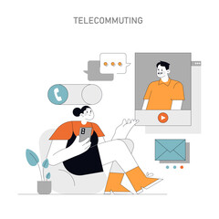 Telecommuting concept Vector illustration