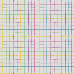 Gingham Plaid Pattern. Hand drawn vertical and horizontal crossing colored stripes.