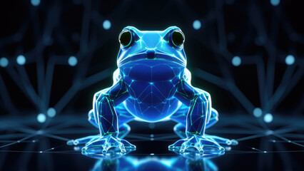 Futuristic Neon Frog Art with Glowing Effects

