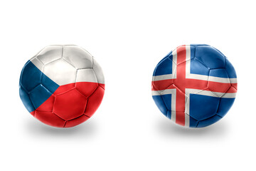 Fototapeta premium football balls with national flags of iceland and czech republic ,soccer teams. on the white background.
