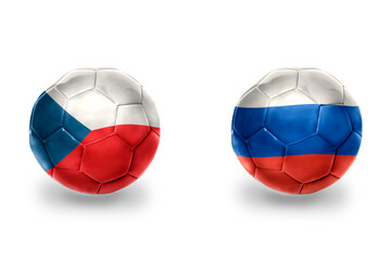 football balls with national flags of russia and czech republic ,soccer teams. on the white background.