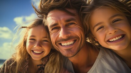 Happy Family Portrait on a Sunny Day