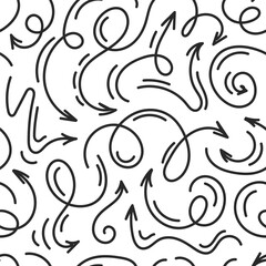 Vector arrows seamless pattern. Pattern abstract business background. Hand drawn vector twisted lines arrows.