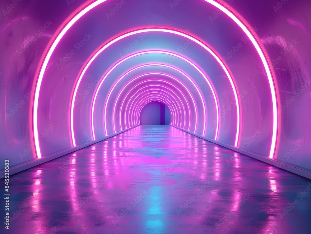 Wall mural mesmerizing futuristic neon tunnel with captivating depth and motion
