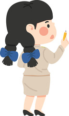 Back view female teacher thai