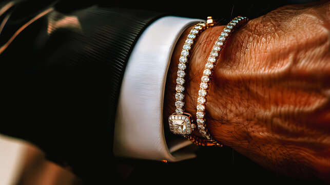 Poignet d'homme avec bracelet en diamant