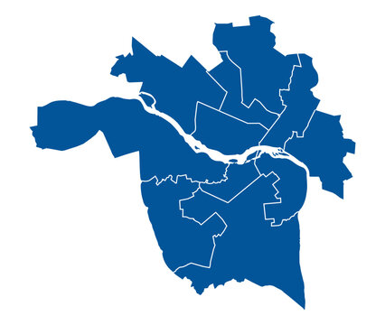 Blue map of Richmond city