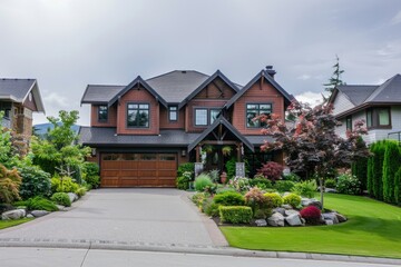 Houses in Suburban Neighborhood: Luxury Residences with Beautiful Landscapes