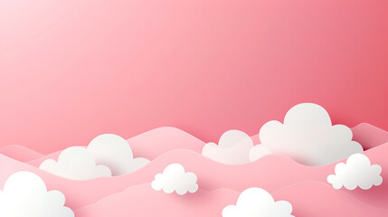 Fototapeta premium Pink background, white 3D cloud decoration, light pink gradient color, minimalist style, simple and elegant