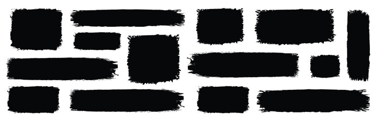 set of grunge black paint, ink brush strokes. Trendy brush stroke for black ink paint, grunge backdrop, watercolor design.