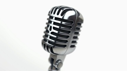 Fototapeta premium Close up of a retro microphone isolated on with white background.