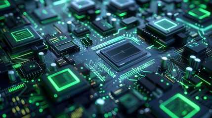 Fototapeta premium Green technology abstract photon big data network creative illustration