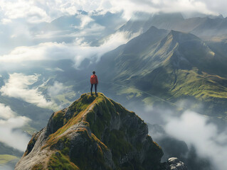 climber on top of a mountain