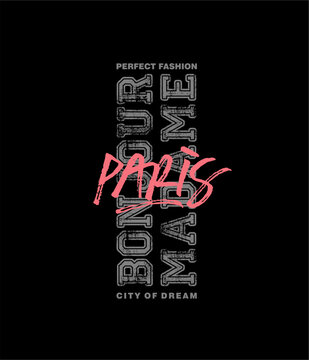 Bonjour paris, typography graphic design, for t-shirt prints, vector illustration.