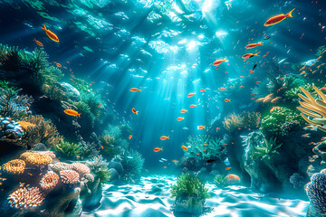 Obraz premium Fond sous-marin avec poissons