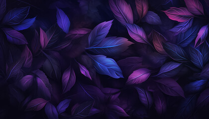 A forest with purple leaves and dark blue sky