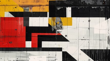 Abstract modernist collage with bold blocks of primary colors