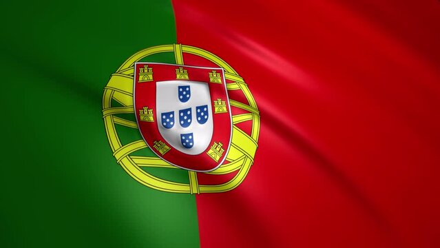 portugal flag with fabric texture waving in the wind