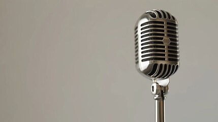 Close up of a retro microphone isolated on with white background.