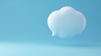3D big speech bubble against isolated soft blue background.