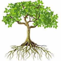 tree vector illustrations, roots, mangrove tree Paper cut style.