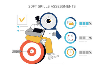 Soft Skills Training. Flat Vector Illustration
