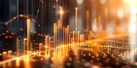 Fototapeta premium Achieving Economic Growth and Financial Goals A Digital 3D Bar Chart. Concept Economic Growth, Financial Goals, Digital Visualization, 3D Bar Chart