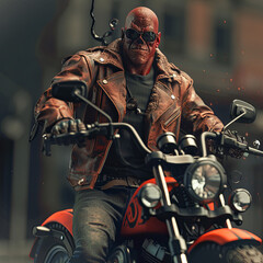 Obraz premium hell man on motorcycle