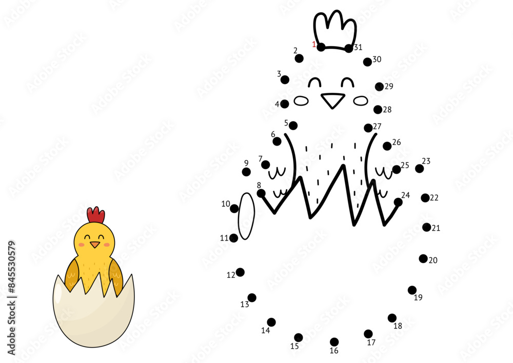 Canvas Prints farm_dot_to_dot_32dot to dot game for kids. connect the dots and draw a cute chick in an egg. farm a