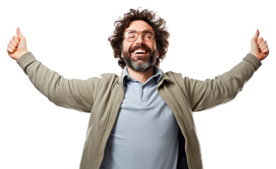 PNG Man with arms outstretched adult white background excitement.