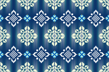 Pixel ethnic pattern oriental traditional. design fabric pattern textile African Indonesian Indian seamless Aztec style abstract vector illustration for print clothing, texture, fabric, wallpaper, dec