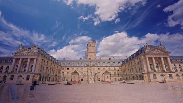 Time lapse of the historic center of Dijon, the capital of Burgundy. Timelapse of the old town. Ancient knowledge and hotels of the middle ages have been preserved to this day