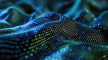 Abstract wavy dot particles technology background concept