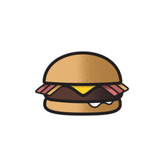 Cheesburger with Bacon Icon Vector