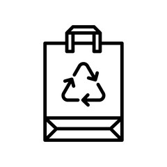 Eco paper bag outline icon. Eco friendly package symbol. Editable stroke. Isolated vector illustration 